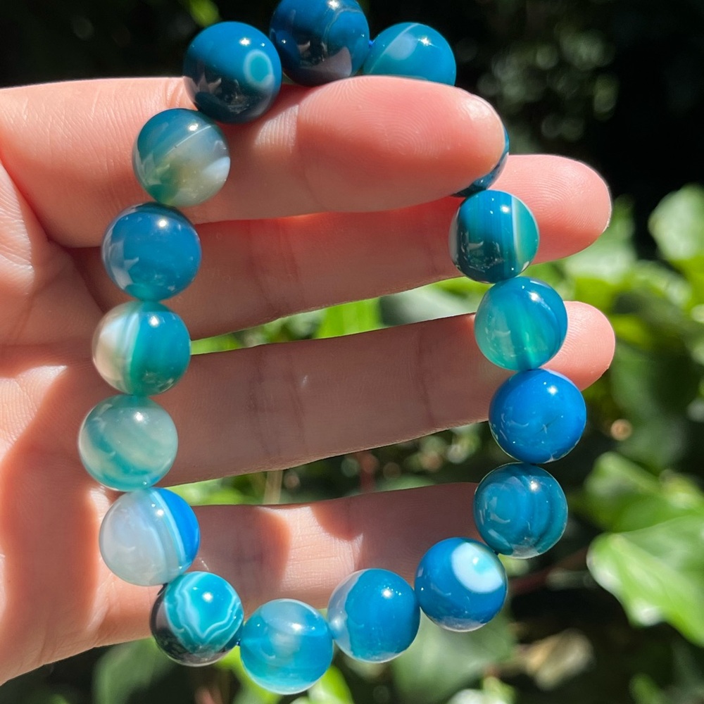 12mm blue‎ Botswana agate bracelet